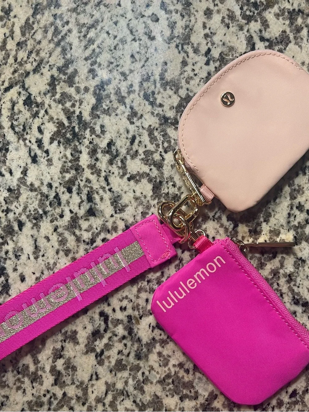 lululemon athletica Hot Pink and Blush Wristlet Key & Card Holder Set